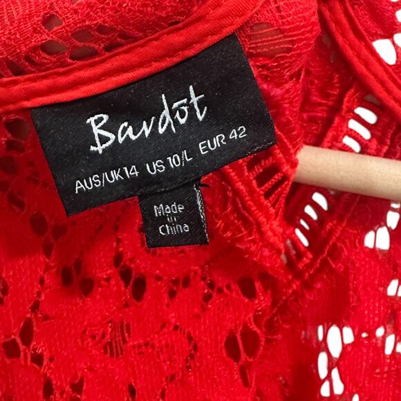 Bardot Lace Panel Dress In Lipstick - Picture 3 of 7